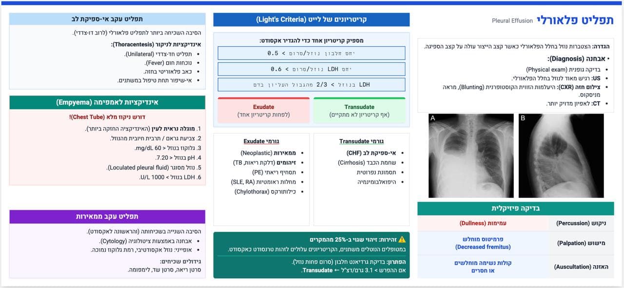 תפליט פלאורלי (Pleural Effusion) — אבחנה